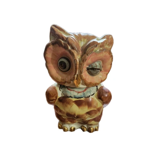 Vintage 1940s Shawnee Pottery Winking Owl Bird Cookie Jar Made in USA