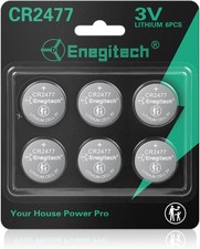 Enegitech CR2477 Lithium Button Battery Coin 2477 3V Cell​​ for 6pack 