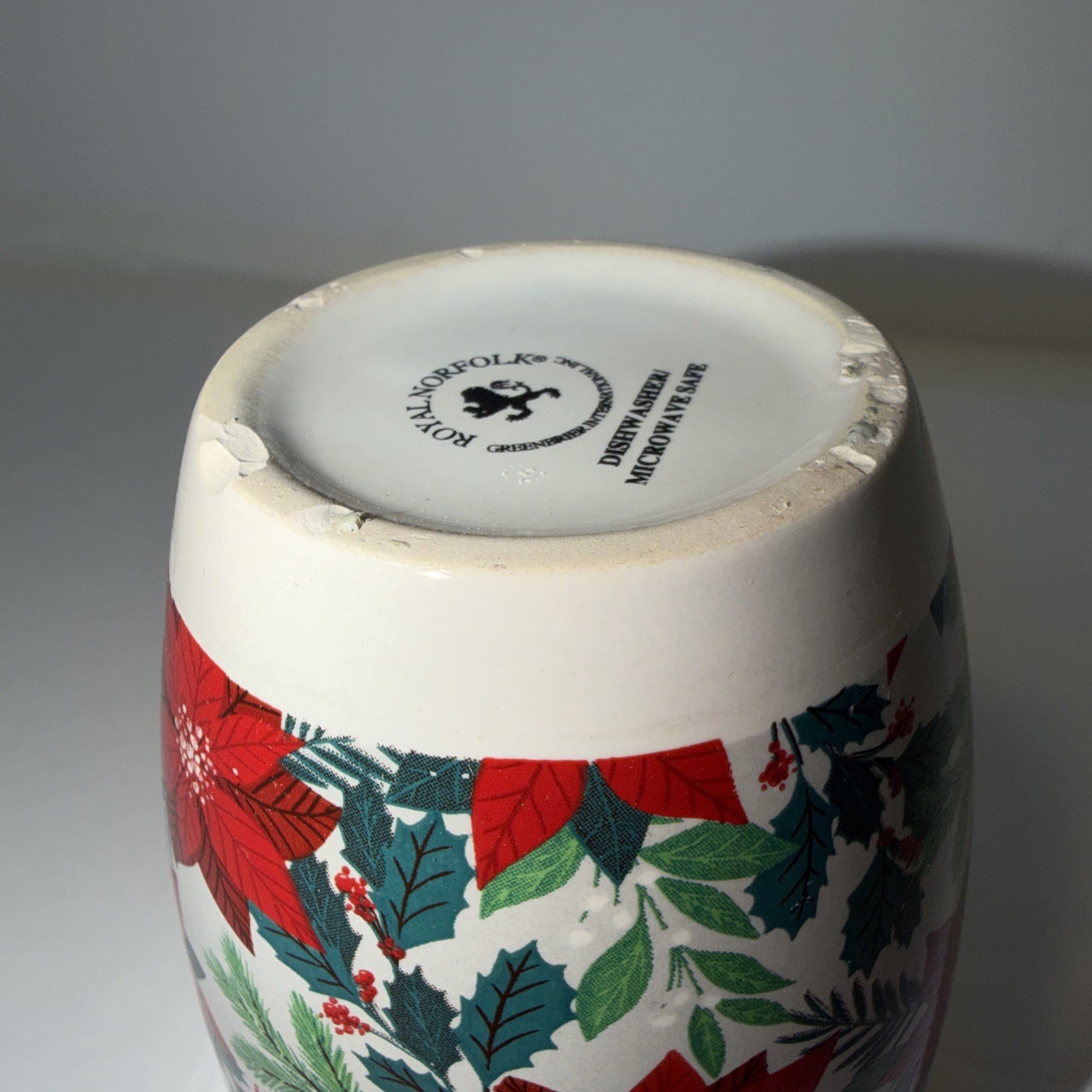 NIB Holiday Mug 14oz Poinsettia Christmas Greenbrier International Royal Norfolk
