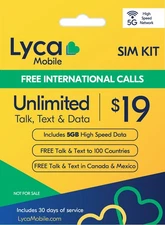 Lyca Mobile USA Prepaid 5G/4G SIM Card | 30 Day Preloaded SIM Card