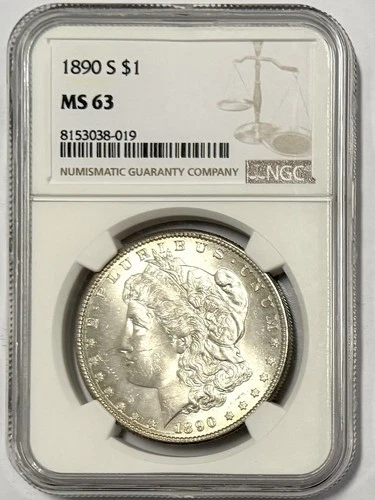 BEAUTIFUL BRILLIANT UNCIRCULATED BETTER DATE 1890S MORGAN SILVER DOLLAR NGC MS63