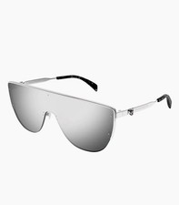 Final Price Alexander McQueen Mask Sunglasses AM04574-004 Silver Grey 99-1-145