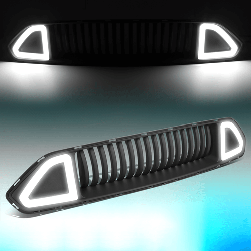 For 18-20 Ford Mustang LED Front Bumper Upper Hood Grille Vertical Mesh Grill