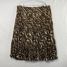 Allison Taylor Maxi Skirt Womens 2X Animal Print Tiered Broomstick Pleated Boho