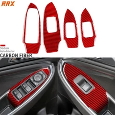 4Pcs Red Carbon Fiber Window Lift Switch Panel Cover For Chevrolet Malibu 16-25