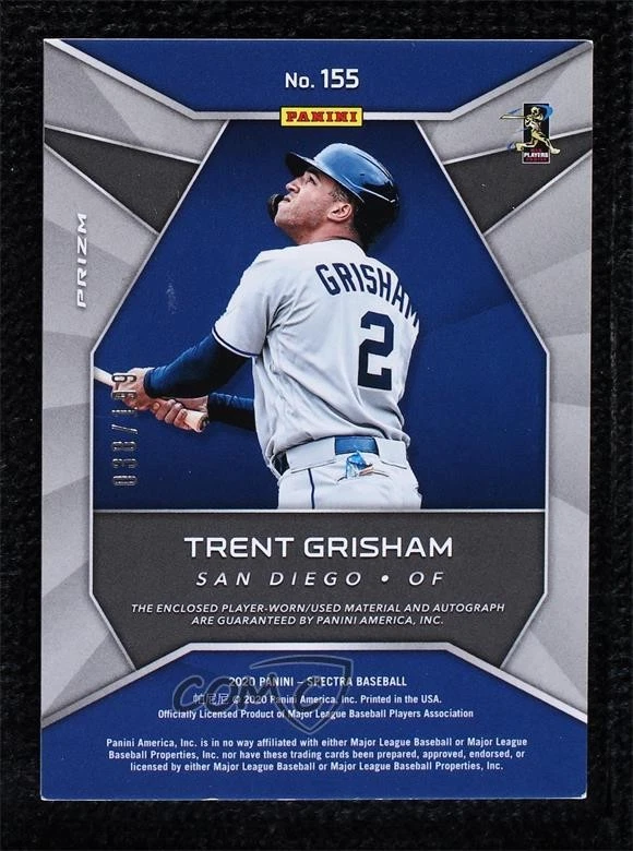 2020 Panini Chronicles Spectra Jersey /199 Trent Grisham #155 Rookie Auto RC - Image 2 of 2