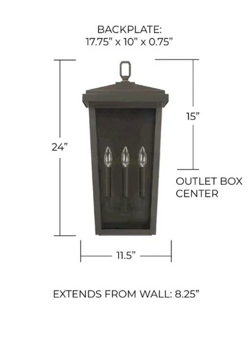 Capital Lighting 926232 Donnelly 3 Light 24" Tall Outdoor Wall - Picture 2 of 2