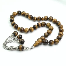 Natural Tiger eye stone 33 beads Islamic Prayer Beads Misbaha 108016