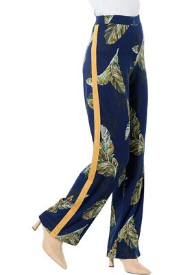 IMAN Global Chic Knit Pant with Twill Side Stripe Navy
