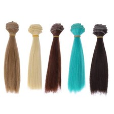 Tramas de cabello sint tico liso para mu ecas Fabricaci n pelucas para mu ecas
