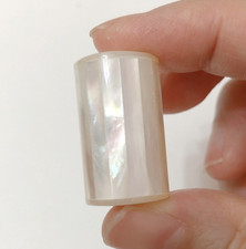 White Mother of Pearl MOP Mosaic Barrel Beads 15x25 mm 4 pieces C8749