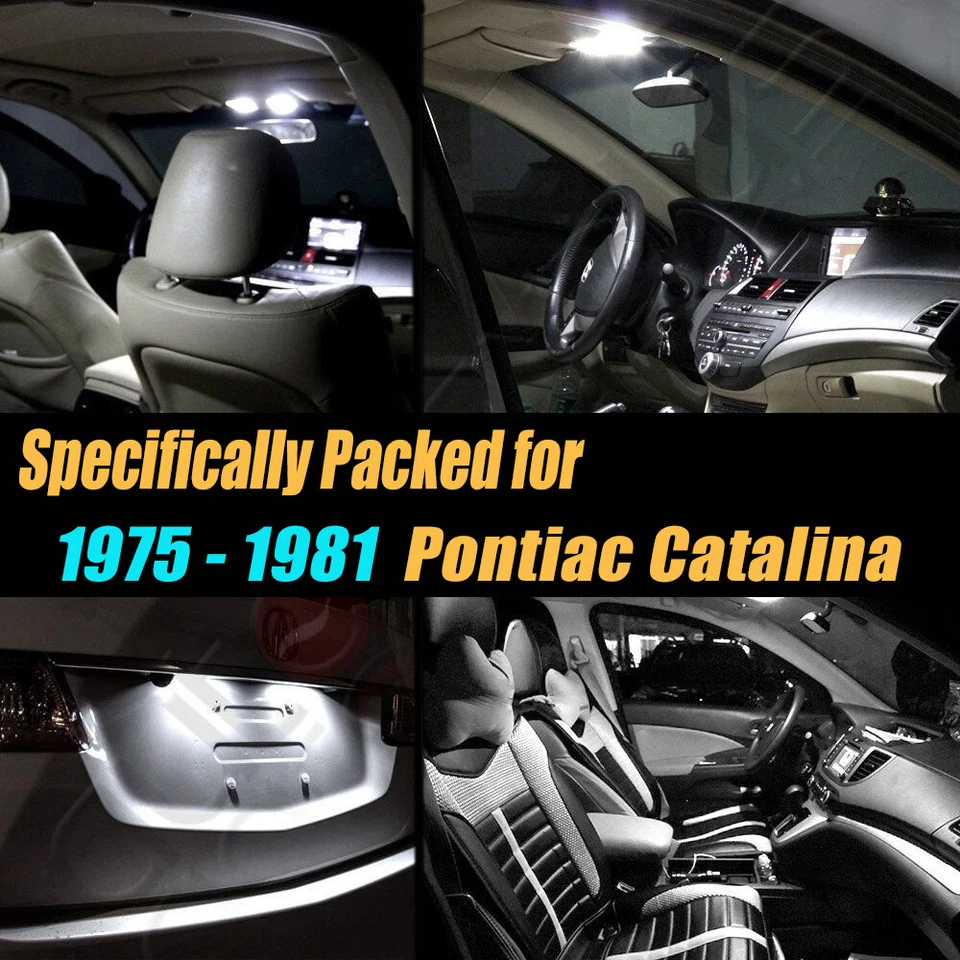 10pc Super White Car Interior LED Light Bulb Kit for 1975-1981 Pontiac Catalina - Image 2 of 4
