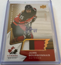 JAIME BOURBONNAIS  #53.. 2020 TEAM CANADA WOMEN'S 3 COLORED AUTO / PATCH 161/199
