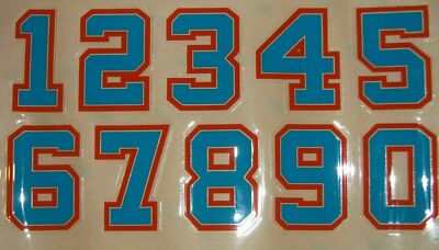 MIAMI Football Helmet Numbers Decals Sheet #0-9 FULL Size 3M 20MIL MIAMI Football Helmet Numbers Decals Sheet #0-9 FULL Size 3M 20MIL