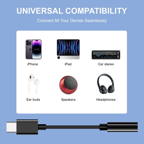 For iPhone 15 Pro Max USB Type C to 3.5mm Aux Jack Adapter Earphone Cable Cord - Picture 38 of 46