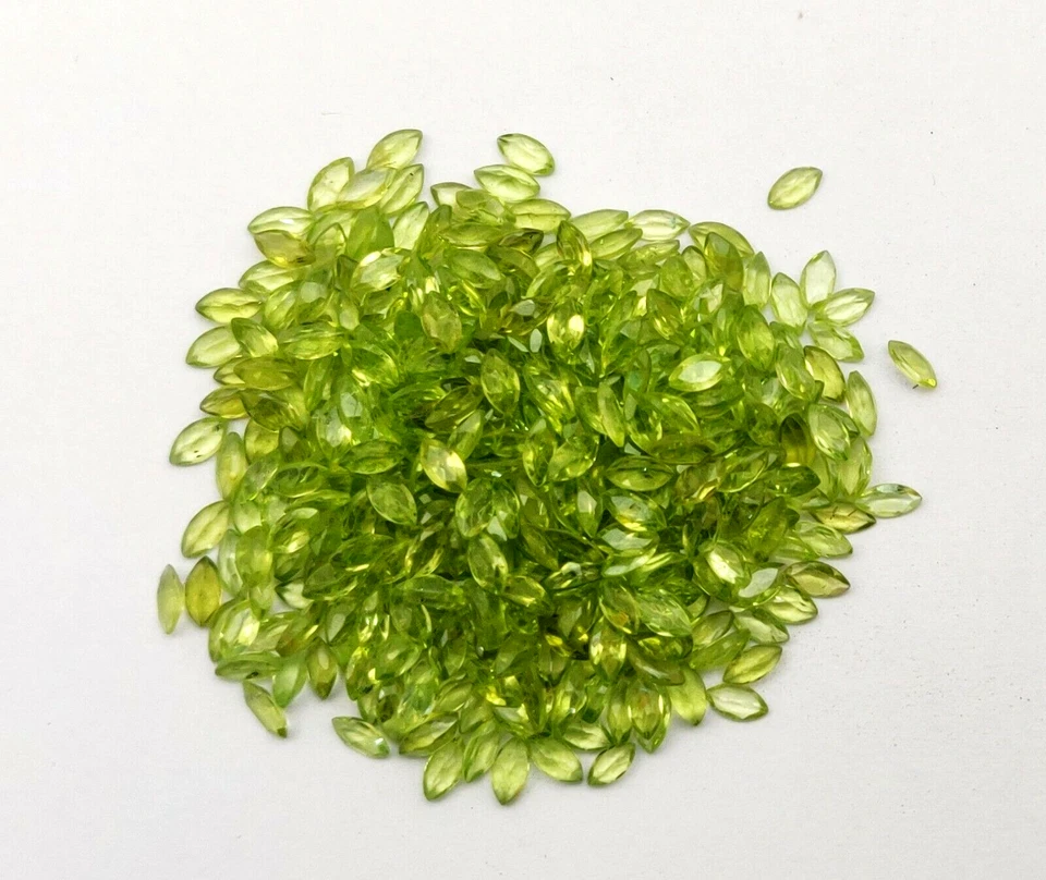 Натуральный перидот огранка маркиза драгоценные камни россыпью лот 85 шт. 3*6 мм 24 карата - Изображение 3 из 4