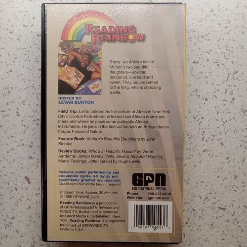 Reading Rainbow VHS "Mufaro's Beautiful Daughters" Ep #055/155 LeVar Burton ExLi - Picture 3 of 7
