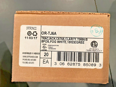 LOT OF 20 LEGRAND ORTRONICS OR-TJ6A Fog White CAT6A TRACJACKS: clarity, t568a/b