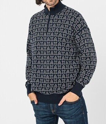 ARMANI EXCHANGE Quarter zip All over logo high neck cotton ARMANI EXCHANGE Quarter zip All over logo high neck cotton