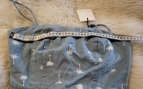 Slide Show Size 8 S Linen Cotton Blue White Palm Tree Dress BNWT - Picture 5 of 11