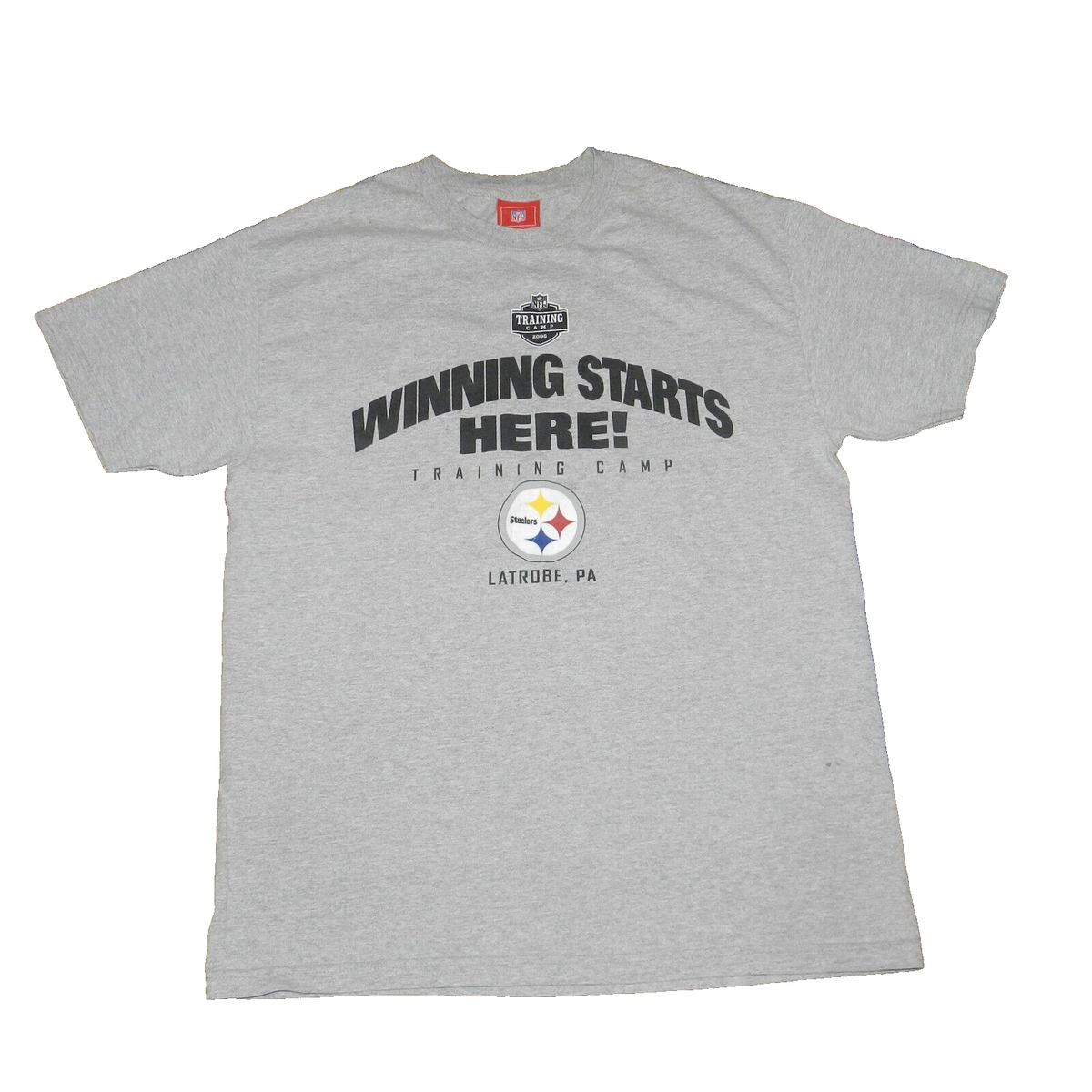 Steelers NFL Training Camp T Shirt Size Large Gray Latrobe PA