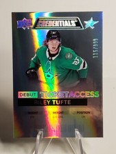 2021-22 UPPER DECK CREDENTIALS RILEY TUFTE DEBUT TICKET ACCESS /999 STARS RC