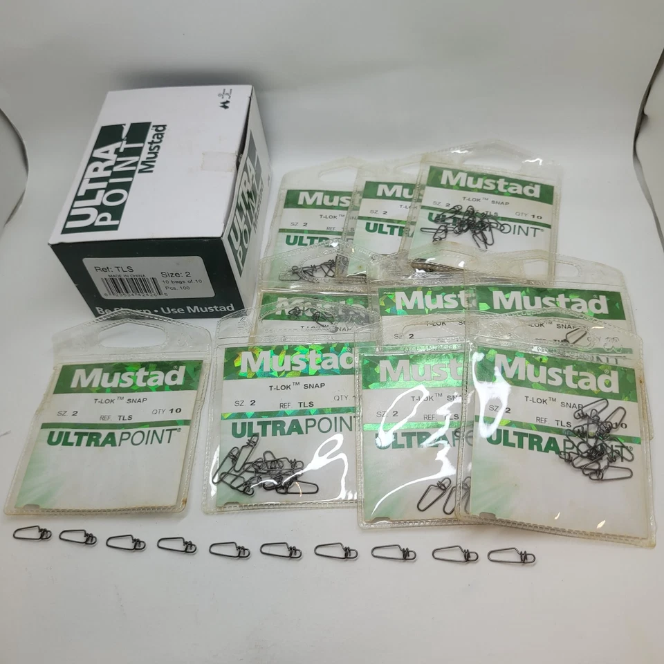Paquete de 10 conectores de plataforma de pesca Mustad T-Lok T Lok Snap Foto 4 de 4