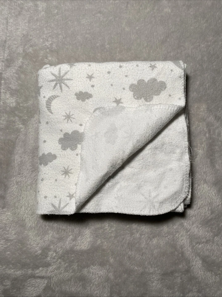 Manta Receptora Bebé Gris Luna Estrellas Planeta Suave Blanco Franela Envoltura 27"x27" Foto 2 de 3