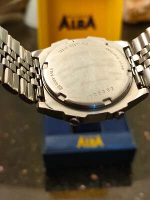 1980s Vintage Silver Blue Seiko Alba Digital Alarm Chronograph