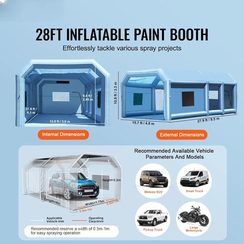 Inflatable Paint Booth 13x10x9ft Spray Tent for Car Parts Furniture Motorcycle - Picture 85 of 107