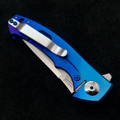 Zero Tolerance ZT 0450 Plain Edge 2-tone Blue Ano Ti clip screws Custom BWL