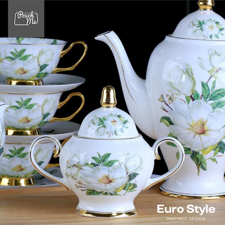 Juego de caja de regalo de boda de té de lujo 6 piezas juego completo nuevo camelia Foto 4 de 4