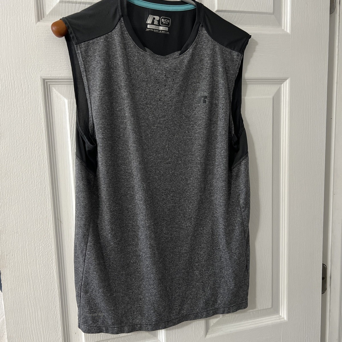 Russell T-Shirt Men's S Gray Sleeveless Crew Neck Training Fit