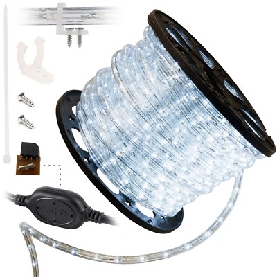 Cool White LED Rope 150ft Flexible Lighting Outdoor Christmas Xmas Holidays Mode