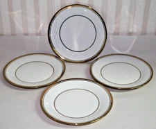 Ciroa Luxe Side Plates Porcelain with Gold Metallic Accents Set of Four New