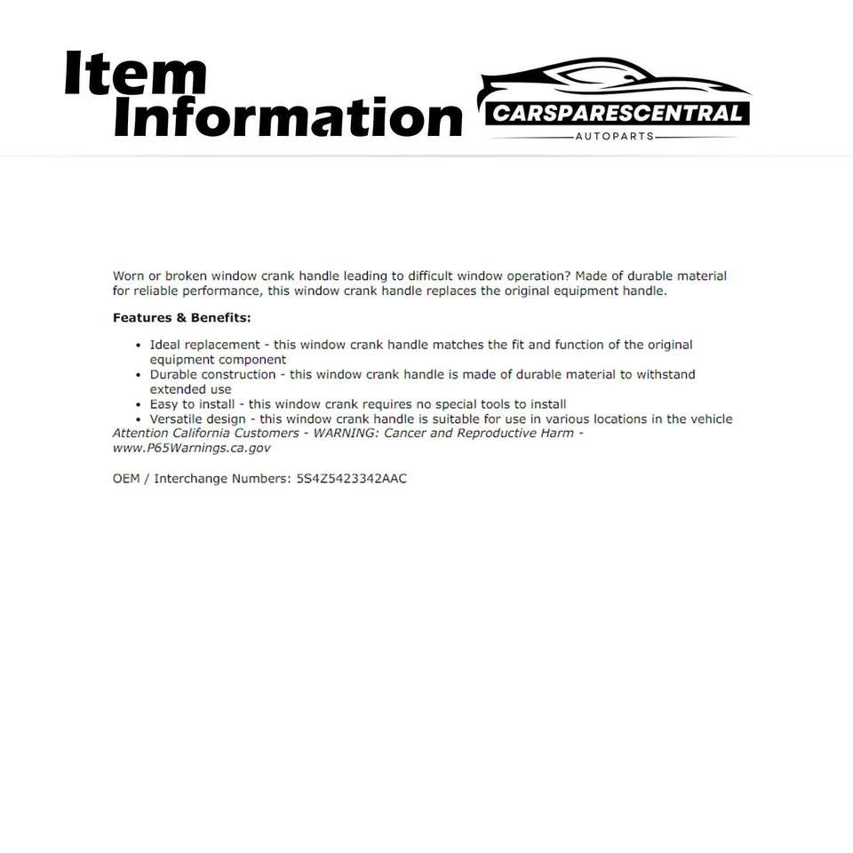 Manivela de ventana Dorman para Ford Fiesta 1,6 L 2003-2016 Ford Fiesta 2,0 L 2008 Foto 3 de 4