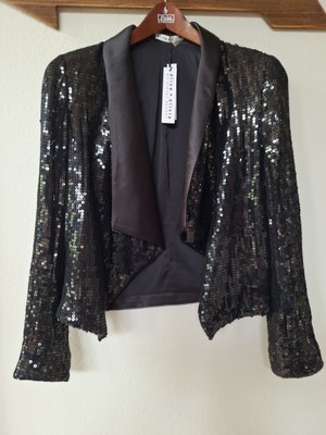 NWT Alice Olivia Black Sequin Open Womens size XS
