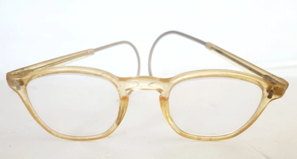 Gafas de seguridad AO vintage años 50 6 3/4 48-24 alambre amarillo transparente óptica América Foto 2 de 4