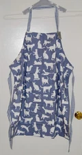 NWT DII Adult Stonewash Blue Cat Print 100% Cotton Chef's Kitchen Apron One Size