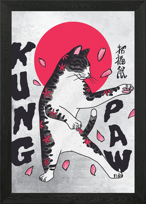 Gerahmtes Wandbild Poster Kung Fu Katze Leinwanddruck Bild