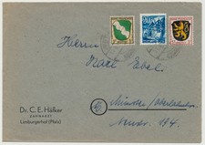 Rheinland Pfalz ca. 1947 Mischfrankatur - Limburgerhof Pfalz Michel Nr. 1+2+7