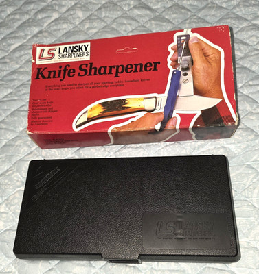Vintage LS Lansky Knife Sharpening Kit, Case, Stone Set Sharpeners, Original Box