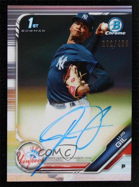2019 Bowman Chrome Prospects Auto Refractor 282/499 Luis Gil #CPA-LGI Auto 2x4