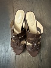 Geox Respira Women s Sandals 40 Size 10 Brown Leather Platform NWD See pics