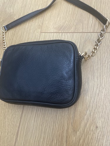 Michael Kors Black Leather Mini 16x12cm Shoulder Bag with Gold-Tone Logo Tab - Picture 7 of 24