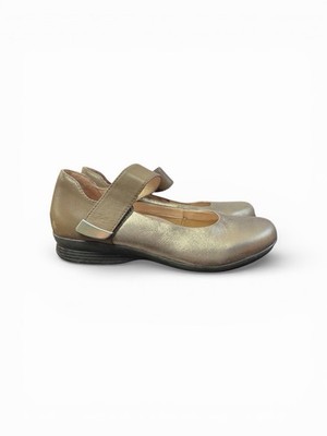 Dansko Audrey Mary Jane Shoes Women's US 8 | EU 38 Old Gold Metallic & Tan Flats