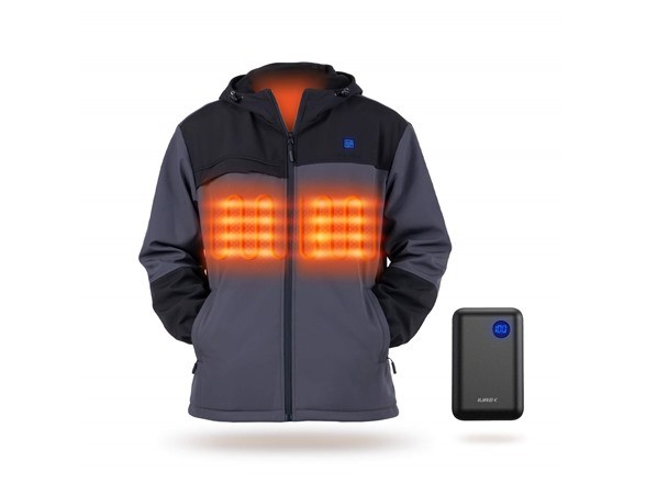 КУРТКА С ПОДОГРЕВОМ IUREK ДЛЯ МУЖЧИН И ЖЕНЩИН СО СЪЕМНЫМ КАПЮШОНОМ - РАЗМЕР: МУЖСКОЙ L - СЕРЫЙ