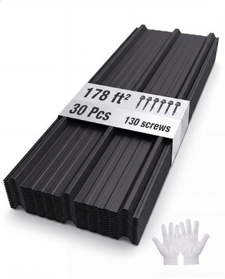 178 Sq Ft Ribbed Roof Panels 30 Pcs 43.3x19.7 in Steel Metal Roofing Sheet