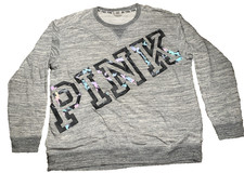 Victoria  s Secret PINK Crewneck Sweatshirt Women  s Large Gray Heather Pullover
