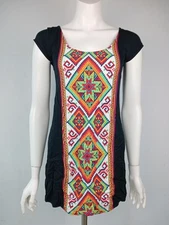 Arnhem Short Sleeve Tunic Top Size Small Geometric Print Strappy Back Boho